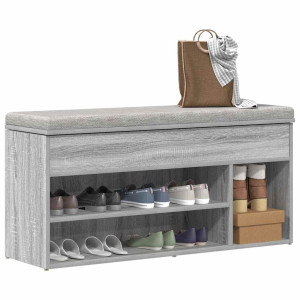 Banco zapatero madera de ingeniería gris sonoma 102x30.5x45 cm D