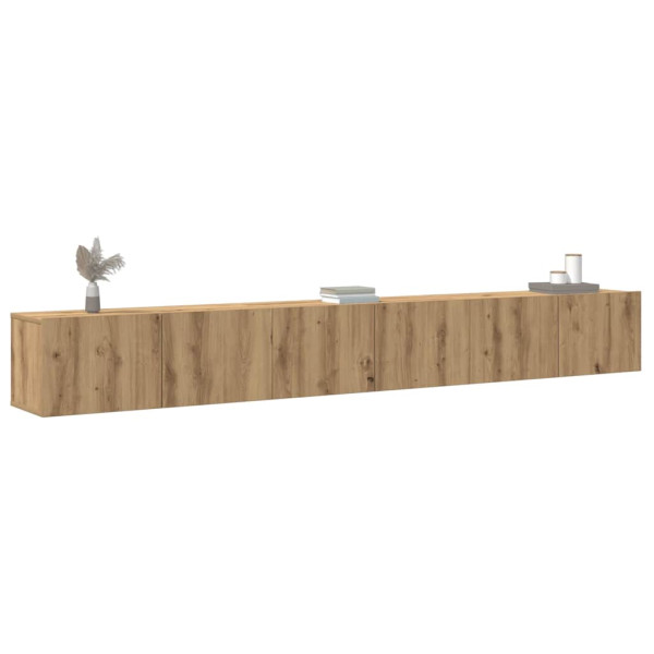 Mueble para TV de pared madera contrachapada artesanal 3 piezas Mueble para TV de pared madera contrachapada artesanal 3 piezas D