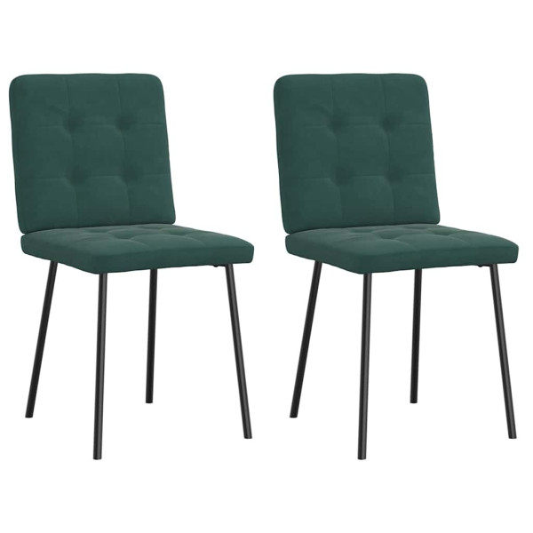 Sillas de comedor 2 unidades terciopelo verde oscuro Sillas de comedor 2 unidades terciopelo verde oscuro D