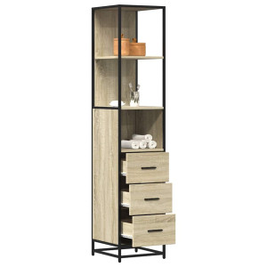 Armario de baño madera contrachapada roble sonoma 35x37.5x166cm D
