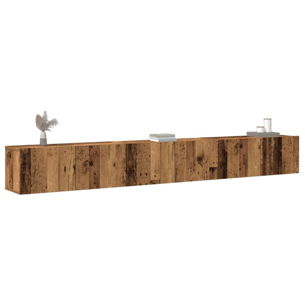 Conjunto de mueble de TV 3 piezas montado la pared madera vieja Conjunto de mueble de TV 3 piezas montado la pared madera vieja D
