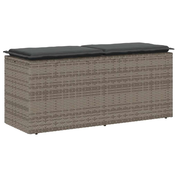 Banco de jardín con cojín ratán sintético gris 110x40x44 cm Banco de jardín con cojín ratán sintético gris 110x40x44 cm D