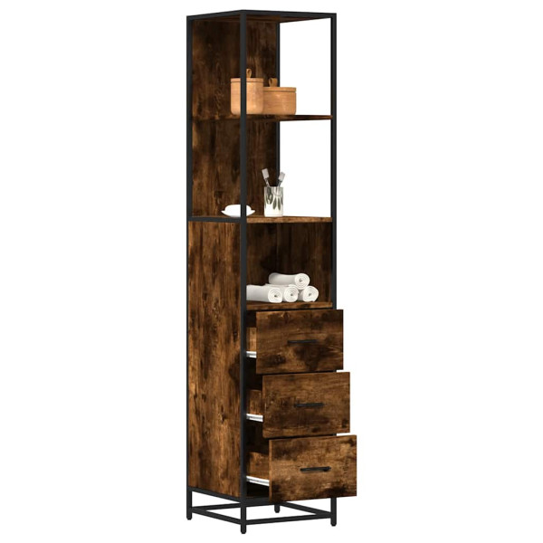 Armario baño madera contrachapada roble ahumado 35x37.5x166 cm Armario baño madera contrachapada roble ahumado 35x37.5x166 cm D