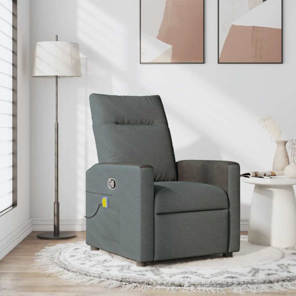 Sillón de masaje reclinable de tela gris oscuro Sillón de masaje reclinable de tela gris oscuro D