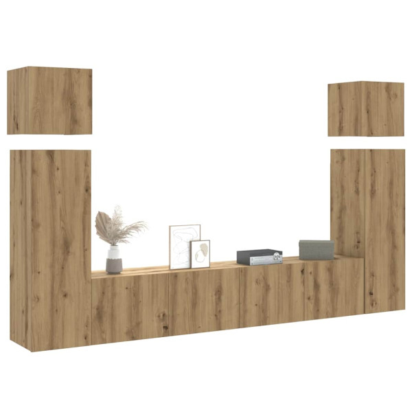 Mueble para TV de pared madera contrachapada artesanal 8 piezas Mueble para TV de pared madera contrachapada artesanal 8 piezas D