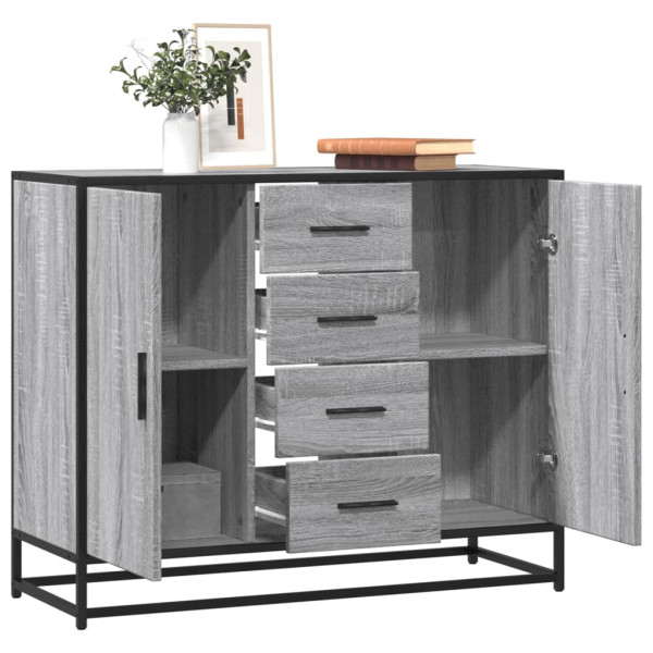 Aparador de madera de ingeniería gris Sonoma 92x35x76 cm D