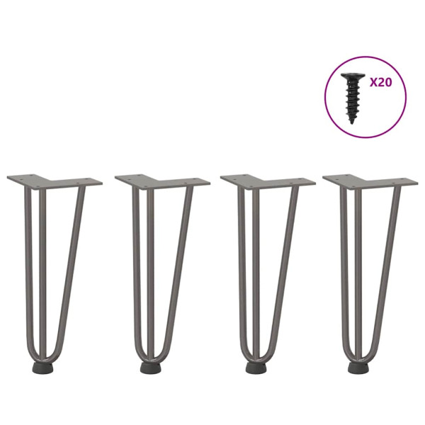 Patas mesa tipo horquilla 4 uds acero macizo acero natural 30cm Patas mesa tipo horquilla 4 uds acero macizo acero natural 30cm D