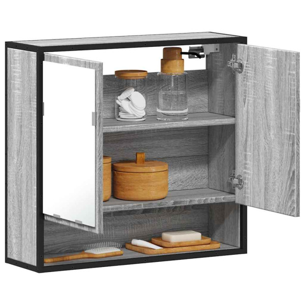 Armario con espejo de baño madera gris sonoma 65x20x60 cm Armario con espejo de baño madera gris sonoma 65x20x60 cm D