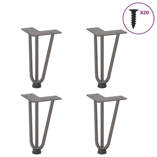 Patas mesa tipo horquilla 4 uds acero macizo acero natural 20cm Patas mesa tipo horquilla 4 uds acero macizo acero natural 20cm D
