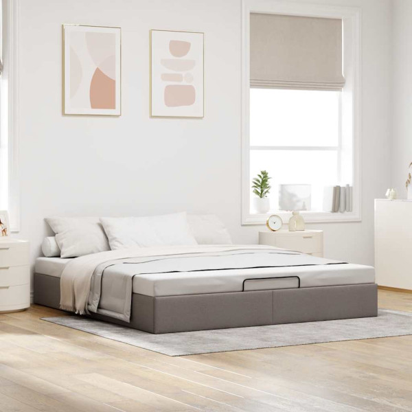 Estructura cama otomana sin colchón tela gris pardo 180x200 cm Estructura cama otomana sin colchón tela gris pardo 180x200 cm D