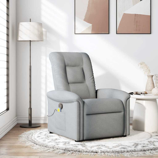 Sillón reclinable de masaje de tela gris claro Sillón reclinable de masaje de tela gris claro D