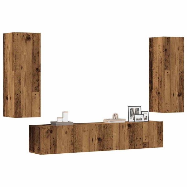 Muebles de TV de pared 4 uds madera vieja madera de ingeniería Muebles de TV de pared 4 uds madera vieja madera de ingeniería D