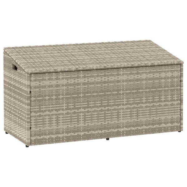 Caja almacenaje jardín ratán sintético gris claro 110x50x58 cm D