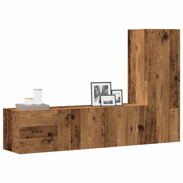 Muebles de TV de pared 3 uds madera vieja madera de ingeniería Muebles de TV de pared 3 uds madera vieja madera de ingeniería D