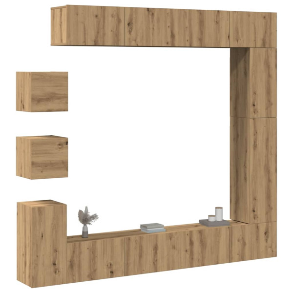 Mueble para TV de pared madera contrachapada artesanal 9 piezas Mueble para TV de pared madera contrachapada artesanal 9 piezas D