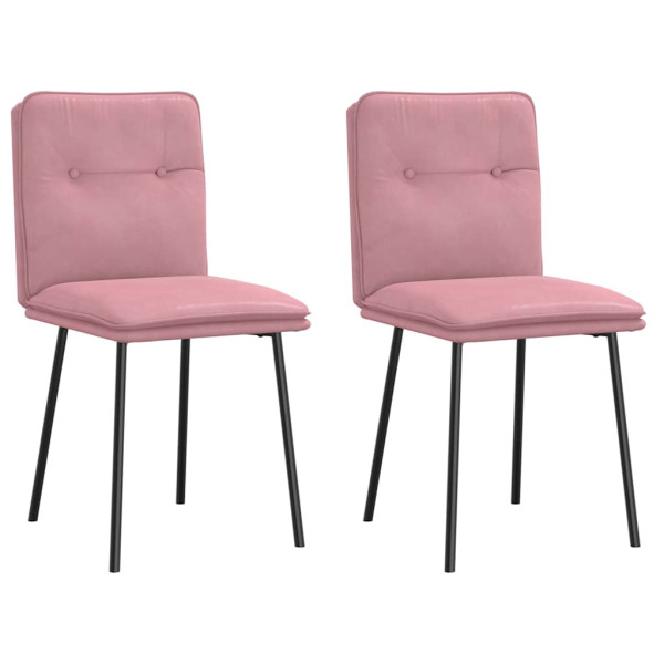 Sillas de comedor 2 unidades terciopelo rosa Sillas de comedor 2 unidades terciopelo rosa D