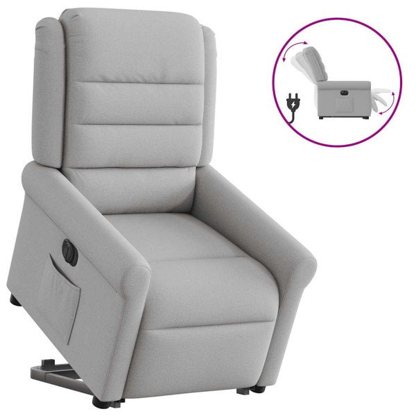 Sillón eléctrico reclinable elevable de tela gris nube Sillón eléctrico reclinable elevable de tela gris nube D