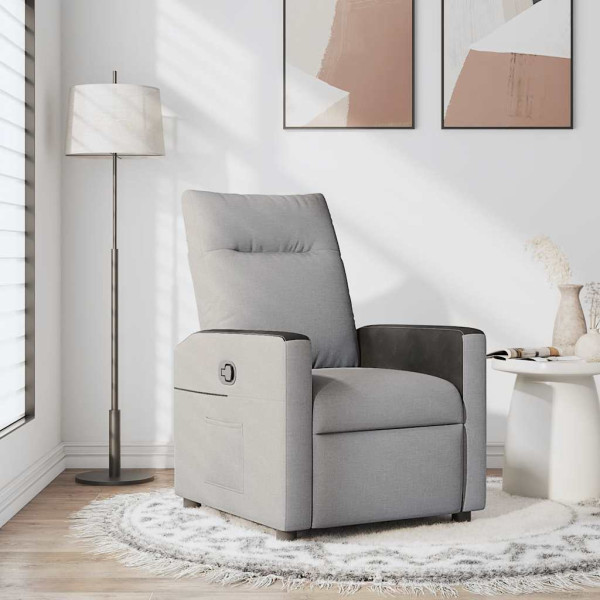 Sillón reclinable de tela gris nube Sillón reclinable de tela gris nube D