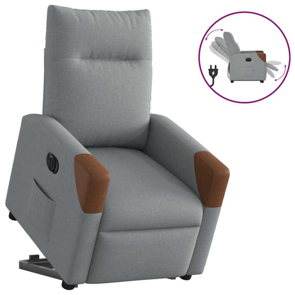 Sillón eléctrico reclinable elevable de tela gris claro D