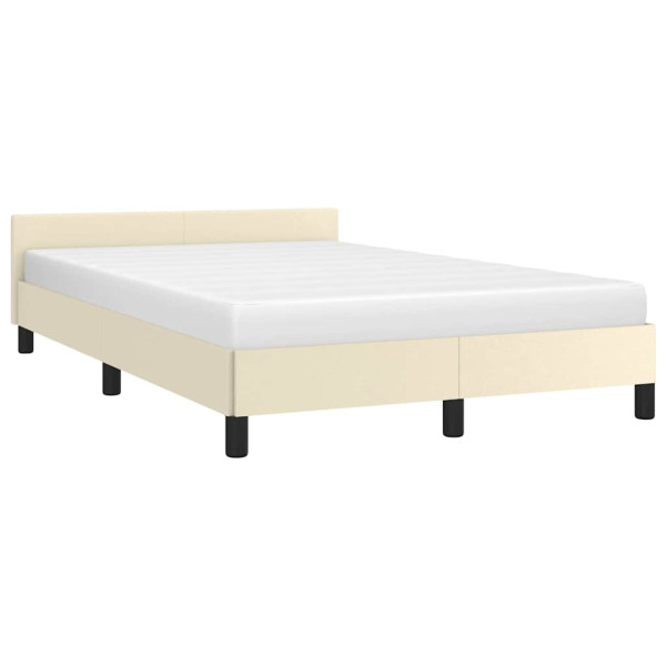 Estructura de cama sin colchón cuero sintético crema 120x190 cm Estructura de cama sin colchón cuero sintético crema 120x190 cm D