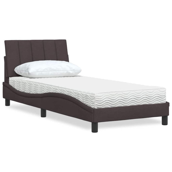 Cama con colchón tela marrón oscuro 90x200 cm D