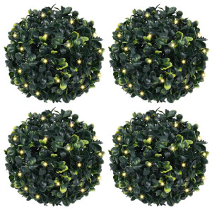 Bolas de boj artificial con luces LED 4 unidades 12 cm D