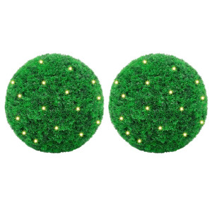 Bolas de boj artificial con luces LED 2 unidades 35 cm D