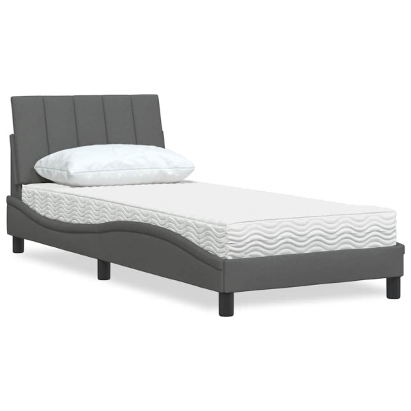 Cama con colchón tela gris oscuro 80x200 cm D