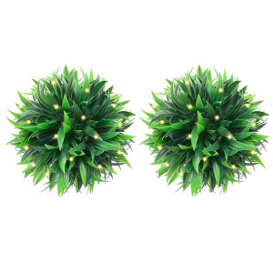 Bolas de boj artificial con luces LED 2 unidades 30 cm D