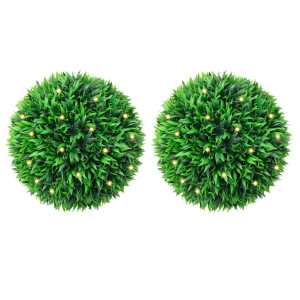 Bolas de boj artificial con luces LED 2 unidades 38 cm D