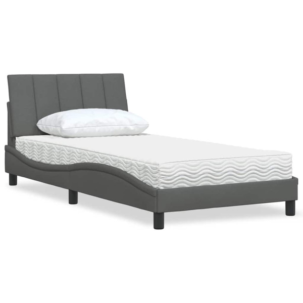 Cama con colchón tela gris oscuro 100x200 cm D