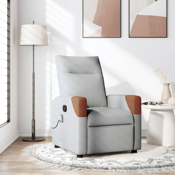 Sillón de masaje reclinable de tela gris nube Sillón de masaje reclinable de tela gris nube D