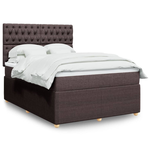 Cama box spring con colchón tela marrón oscuro 160x200 cm Cama box spring con colchón tela marrón oscuro 160x200 cm D