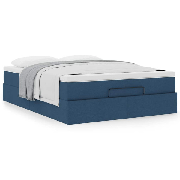 Estructura de cama otomana colchón tela azul pardo 140x200cm Estructura de cama otomana colchón tela azul pardo 140x200cm D