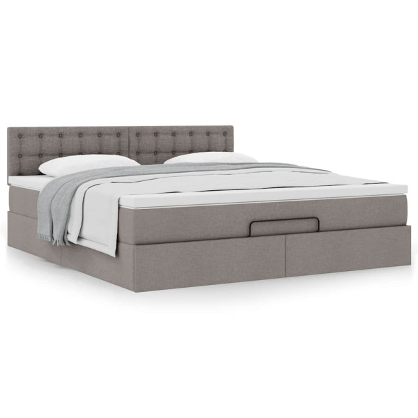 Estructura de cama otomana colchón tela gris pardo 160x200cm Estructura de cama otomana colchón tela gris pardo 160x200cm D