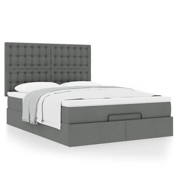 Estructura cama otomana colchón tela gris oscuro 140x200cm Estructura cama otomana colchón tela gris oscuro 140x200cm D