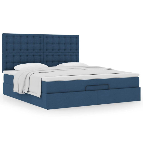 Estructura de cama otomana con colchón tela azul 160x200 cm Estructura de cama otomana con colchón tela azul 160x200 cm D