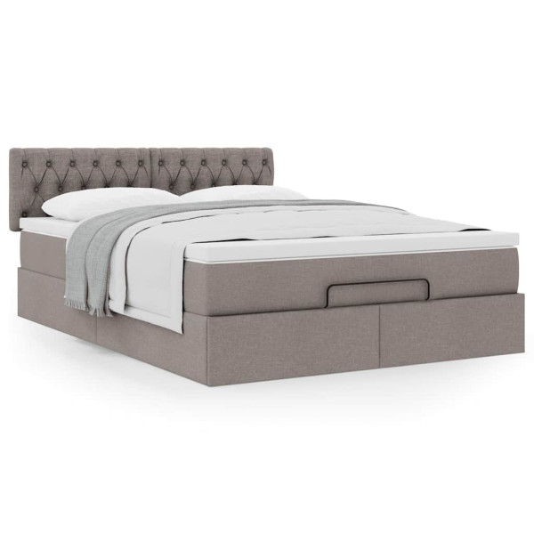 Estructura de cama otomana colchón tela gris pardo 140x200cm Estructura de cama otomana colchón tela gris pardo 140x200cm D
