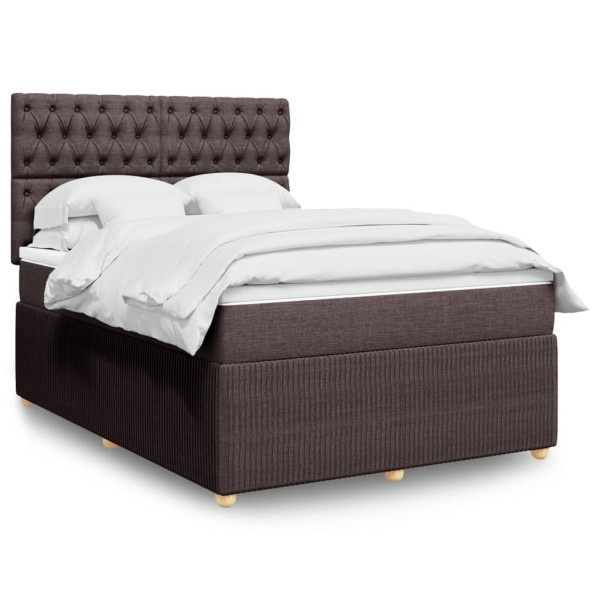 Cama box spring con colchón tela marrón oscuro 160x200 cm Cama box spring con colchón tela marrón oscuro 160x200 cm D