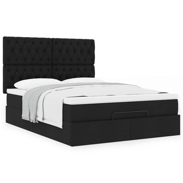 Estructura cama otomana colchón tela negro 140x200cm Estructura cama otomana colchón tela negro 140x200cm D