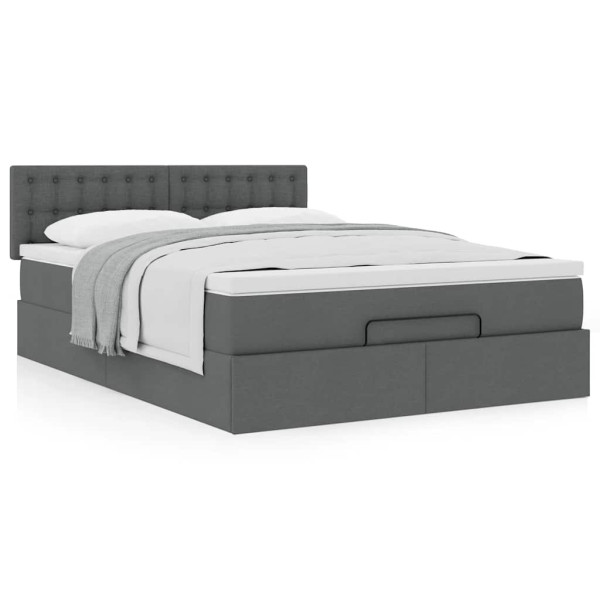 Estructura cama otomana colchón tela gris oscuro 140x200cm Estructura cama otomana colchón tela gris oscuro 140x200cm D