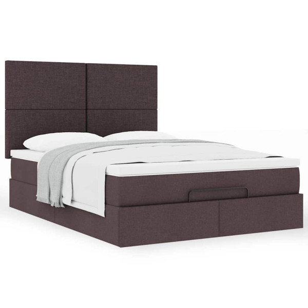 Estructura cama otomana colchón tela marrón oscuro 140x200cm Estructura cama otomana colchón tela marrón oscuro 140x200cm D