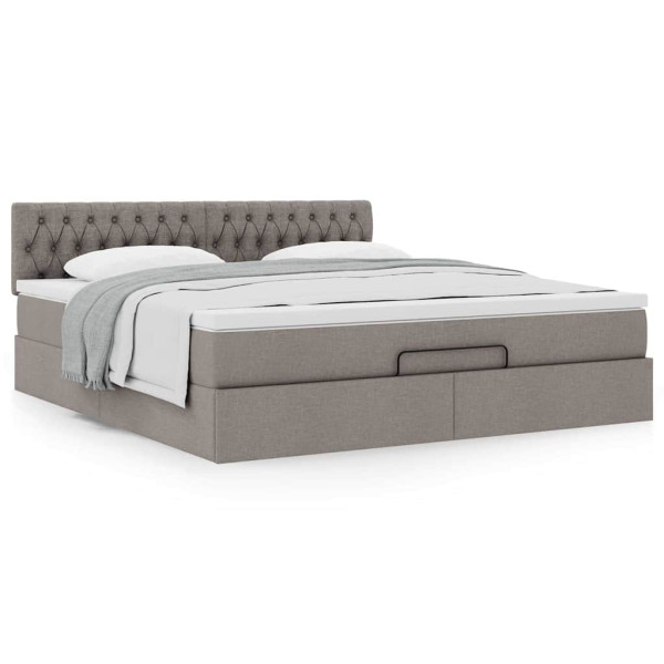 Estructura de cama otomana colchón tela gris pardo 160x200cm Estructura de cama otomana colchón tela gris pardo 160x200cm D