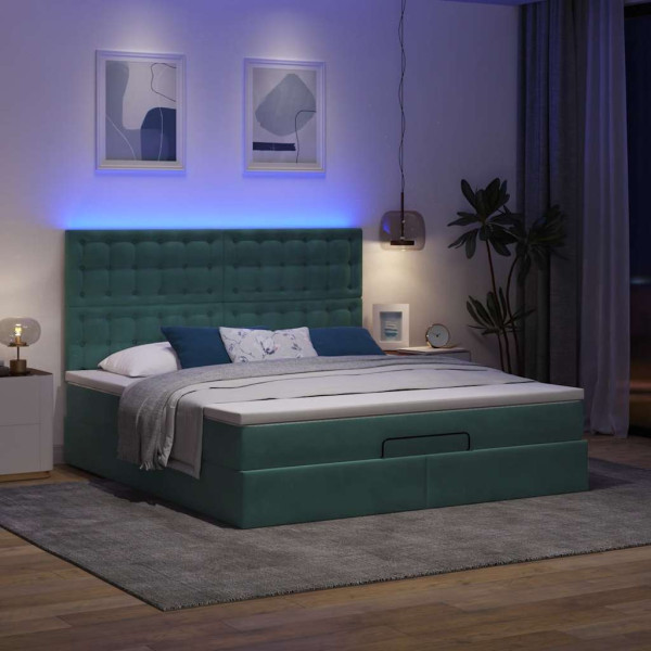 Estructura de cama otomana colchones terciopelo verde oscuro Estructura de cama otomana colchones terciopelo verde oscuro D