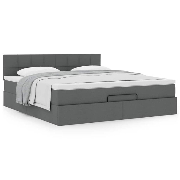 Estructura cama otomana colchón tela gris oscuro 180x200cm Estructura cama otomana colchón tela gris oscuro 180x200cm D