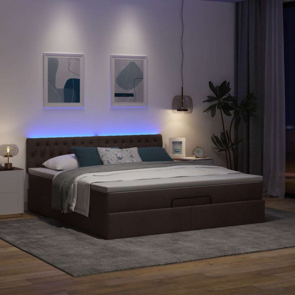 Estructura cama otomana colchón tela marrón oscuro 180x200cm Estructura cama otomana colchón tela marrón oscuro 180x200cm D