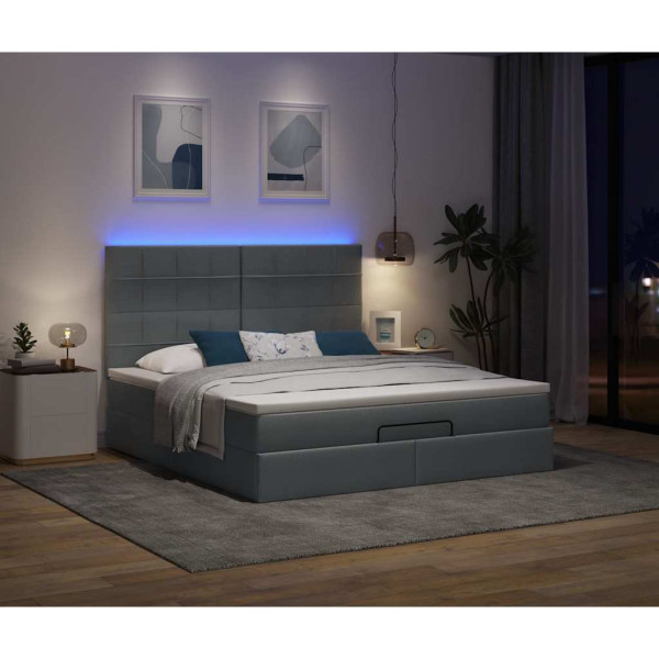 Estructura cama otomana colchón tela gris oscuro 180x200cm Estructura cama otomana colchón tela gris oscuro 180x200cm D