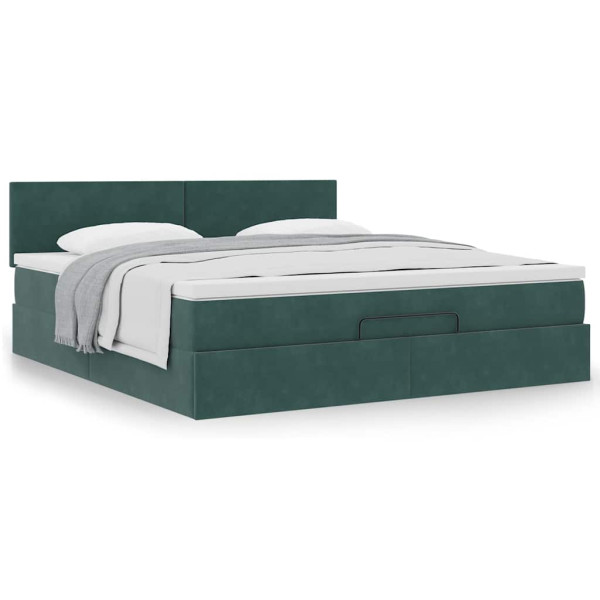 Estructura de cama otomana con colchón verde oscuro 180x200 cm Estructura de cama otomana con colchón verde oscuro 180x200 cm D