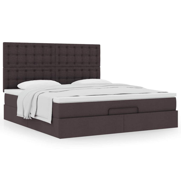 Estructura cama otomana colchón tela marrón oscuro 180x200cm Estructura cama otomana colchón tela marrón oscuro 180x200cm D