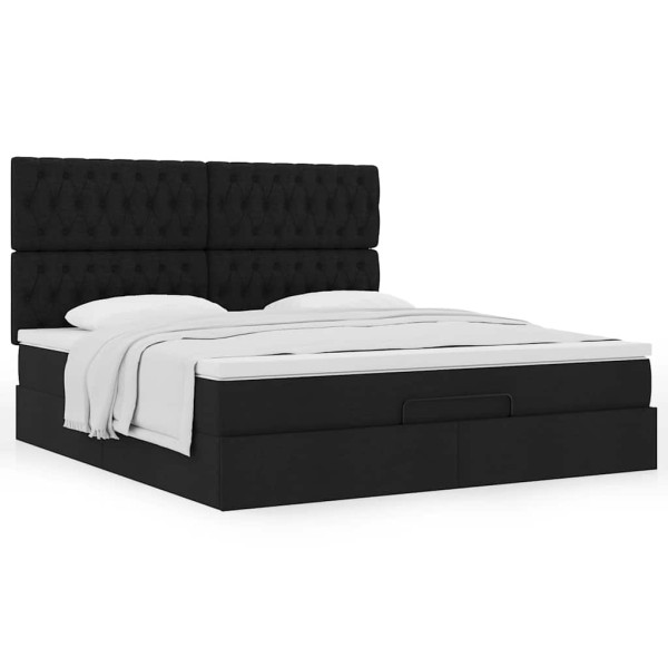 Estructura de cama otomana con colchón tela negra 180x200cm Estructura de cama otomana con colchón tela negra 180x200cm D